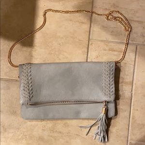 Grey fold over purse